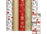 Wintergarten - Assortimento Di Carta Da Regalo Natalizia - 2 Metri X 70 Cm - 5 Rotoli - Etichette Incluse
