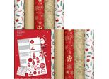 Wintergarten - Assortimento Di Carta Natalizia Carta Da Regalo Per Natale - 2 Metri X 70 Cm - 10 Rotoli - Etichette Incluse.