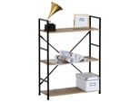 Libreria, 3 Ripiani, Decoro Rovere, Mdf, Laccato Nero