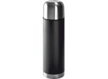 Borraccia Thermos / Fiaschetta Per Il Vuoto - Acciaio Inox - 0,75 Litri - Doppia Parete - Riscaldamento E Raffreddamento - Nero Opaco E Acciaio Inox
