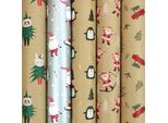 Carta Da Regalo Santas Wonderland - Carta Kraft Per Natale - 200 X 70 Cm - 5 Rotoli