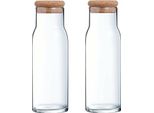 Migros Cucina & Tavola Caraffa In Vetro Con Tappo In Sughero Per Acqua, Succo, Latte - 1000 Ml - 2 Pezzi