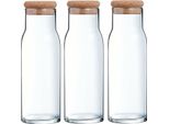 Migros Cucina & Tavola Caraffa In Vetro Con Tappo In Sughero Per Acqua, Succo, Latte - 1000 Ml - 3 Pezzi