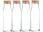 Migros Cucina & Tavola Caraffa In Vetro Con Tappo In Sughero Per Acqua, Succo, Latte - 1000 Ml - 4 Pezzi