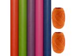 Carta Da Regalo Benza - Carta Kraft Colorata - 200 X 70 Cm - 5 Rotoli