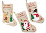 Set Di 3 Calzini Natalizi - Pupazzo Di Neve, Pupazzo Di Neve E Renna - Iuta - 41 X 25 X 1 Cm