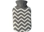 Borsa Dell'acqua Calda Con Copertura In Maglia - 2 Litri - Grigio - 31 X 19 Cm