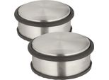 Set Di 2 Fermaporta - Acciaio Inox/Gomma - 1,1 Kg - 11,5 X 11,5 X 5,5 Cm