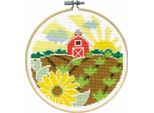 Kit Per Ricamo A Punto Croce Design Works Con Cerchio Da Ricamo "Farm"", Schema Di Conteggio, Diam. 15 Cm"