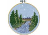 Confezione Da Ricamo A Punto Croce Design Works Con Telaio Da Ricamo "Notte Stellata"", Schema Di Conteggio, Diam. 15 Cm"