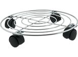 Carrello Porta Piante Rotondo - Carrello Porta Piante Con Rotelle - Per Uso Interno Ed Esterno - Argento - Portata Fino A 75 Kg - Ø 30 Cm