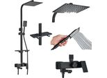 Set Di Rubinetti Per Doccia A Pioggia, Miscelatore A Doppia Maniglia, Struttura In Ottone, Nero D 10 Pollici