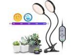 Lampada A Led Per Piante A Spettro Completo Dimmerabile, Clip Di Luce Per Piante IP65, Lampada Di Crescita A Led Timer Serra Piante (2 Teste Di Lampada)