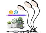 Lampada A Led Per Piante A Spettro Completo Dimmerabile, Clip Di Luce Per Piante IP65, Lampada Di Crescita A Led Timer Per Piante Da Appartamento In Serra (3 Teste Di Lampada)