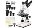 Vevor Microscopio Trinoculare 10X, 25X, Lente Ausiliaria 2X Microscopio Composto, Obiettivi 4X, 10X, 40X, 100X, Microscopio A Luce Riflessa Da Laboratorio Ingrandimento 40-5000, Microscopio Da Laboratorio 100-240 V Microscopio Composto