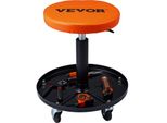 Vevor Sgabello Da Meccanico Rotante Sgabello Da Officina 113,4 Kg, 406-559 Mm Sedile Da Officina Regolabile In Altezza, Sgabello Da Officina Con Vassoio Porta Attrezzi, Per Garage, Negozio, Riparazione Auto, Nero + Arancione
