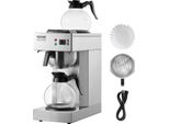 VEVOR kommerzielle Filterkaffeemaschine Kaffeemaschine 12 Tassen, Kaffeemaschine mit 2 Glaskaraffen & 2 Warmhalteplatten, Übergießkaffeemaschine aus Edelstahl für Restaurant Büro Café