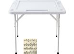 Succebuy Tavolo Da Mahjong, Quadrato, Tavolo Da Mahjong Pieghevole Bianco Per 4 Giocatori Con 4 Portabicchieri E 4 Vassoi Per Le Fiches, Tavolo Da Gioco Domino Portatile