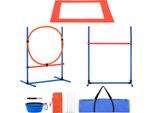 Succebuy Attrezzatura Per L'addestramento All'agilità Dei Cani, Set Di 4 Pezzi Con Ostacoli Alti Regolabili, 6 Pali Per L'intreccio, Cerchi Per Il Salto, Box Quadrato Per La Rottura, Fischietto, Ciotola Pieghevole