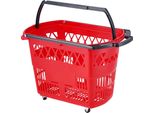 Succebuy Set Per La Spesa Da 6 Pezzi, 39 Litri, Cestini Portatili In Plastica Con Maniglie E Ruote, Set Di Cestini Per La Spesa Di Grandi Dimensioni Per Supermercati, Negozi Al Dettaglio, Spesa Alimentare, Rosso