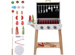 Succebuy Barbecue Giocattolo In Legno, Set Da Gioco Per Barbecue Per Bambini Con Cibo E Attrezzi Da Barbecue (21 Pezzi), Accessori Da Cucina In Legno, Gioco Di Ruolo In Cucina Per Bambini
