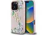 Custodia Guess Grained Roses Big 4G Logo Do Iphone 16 Pro RóżOwy