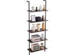 Vevor Scaffale Industriale In Tubo Quadrato, 5 Livelli, 61 X 30 Cm, A Parete, Scaffale Galleggiante In Legno Rustico, Supporto, Scaffale Espositivo, Scaffale Per Libri, Scaffale Di Stoccaggio, Porta Minuteria