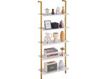 Vevor Scaffale Industriale In Tubo Quadrato, 5 Livelli, 61 X 30 Cm, A Parete, Scaffale Galleggiante In Legno Rustico, Supporto, Scaffale Espositivo, Scaffale Per Libri, Scaffale Di Stoccaggio, Porta Minuteria
