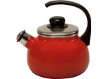 Bollitore A Flute "Roma"" Ø 18 Cm Rosso Smaltato, Fiammato"
