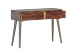 Tavolo Consolle Grigio 110X35X75 Cm Legno Massiccio Di Mango Grezzo