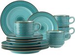 MäSer 931942 Servizio Da Caffè Prospero Per 4 Persone, Porcellana, Rotondo, Blu (1 Set, 12 Pezzi)
