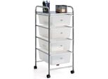 Costway Carrello Con 4 Cassetti Impilabili, Carrello A Cassetti Con Struttura In Metallo E Ripiano, Carrello Da Bagno Carrello Di Stoccaggio Per Ufficio, Soggiorno (Trasparente)