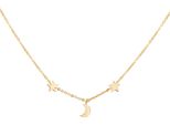 Cai Collana In Argento Sterling 925 Placcato Oro Luna Stelle Argento Sterling 925/- 39+5 Cm Bianco 360252615V-44
