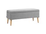 Homcom Panca Panca Imbottita Con Contenitore Panca Da Letto Con Aspetto Di Lino Per Corridoio Camera Da Letto Soggiorno Legno Di Gomma Grigio 110 X 39 X 45 Cm
