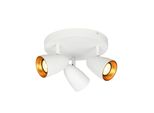 Plafoniera Rotonda Bianco-Oro Ø22Cm Tre Faretti Mobili Per Soggiorno Cucina 3Xgu10 10W Tino Italux