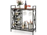 Portabottiglie Costway Per 21 Bottiglie, Organizzatore Di Bottiglie Di Vino A Libera Installazione Con Portabicchieri E Piano Di Lavoro In Legno, Supporto Rustico Per Alcolici