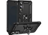 Avizar, Custodia Protettiva Ibrida Per Samsung Galaxy S25 Edge Con Supporto Ad Anello Magnetico, Nero