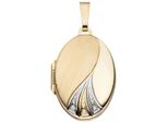 MedallionanhäNger Jobo "AnhäNger Medaillon Oval", Gold (Gelbgold 333), SchmuckanhäNger, Damen, Gelbgold 333, 333 Gold Bicolor Mit Zirkonia