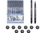 Inf Set Di Penne Precise Fineliner - 9 Penne Nere Per Disegnare