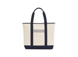 Tragetasche TOMMY HILFIGER TH SUMMER CANVAS TOTE, Damen, Gr. B/H/T: 48cm x 37cm x 18cm, weiß (dunkelblau, sanftes weiß), Textil, Taschen, Damen Henkeltasche, Beuteltasche, Strandtasche mit Kontrastbesatz