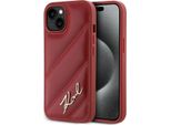 Karl Lagerfeld Klhcp15Spqdsmgr Custodia Rigida Per Iphone 15 / 14 / 13 6.1 Czerwony/Red Diagonal Quilted Script