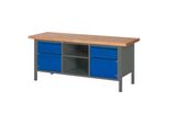 Stier HöHenverstellbare Werkbank Premium Mit 2 Schubladen Und 2 FlüGeltüRen Bxtxh 2000X700X840-1040Mm Anthrazitmetall / Ral 5010 (906189)