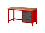 Stier HöHenverstellbare Werkbank Premium Mit 3 Schubladen Bxtxh 1500X700X840-1040Mm RAL 3000 / Anthrazitmetallic (906173)