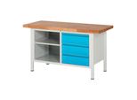 Stier HöHenverstellbare Werkbank Premium Mit 3 Schubladen Und Einem Offenen Fach Bxtxh 1500X700X840-1040Mm Ral 7035 / Ral 5012 (906178)