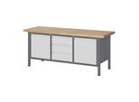 Stier HöHenverstellbare Werkbank Premium Mit 3 Schubladen Und 2 FlüGeltüRen Bxtxh 2000X700X840-1040Mm (904792)
