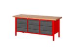 Stier HöHenverstellbare Werkbank Premium Mit 9 Schubladen Bxtxh 2000X700X840-1040Mm Ral 3000 / Anthrazitmetallic (906203)