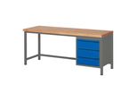 Stier HöHenverstellbare Werkbank Premium Mit 3 Schubladen Bxtxh 2000X700X840-1040Mm Anthrazitmetall / Ral 5010 (906174)