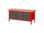Stier HöHenverstellbare Werkbank Premium Mit 5 Schubladen Und 2 FlüGeltüRen Bxtxh 2000X700X840-1040Mm Ral 3000 / Anthrazitmetallic (906197)