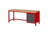 Stier HöHenverstellbare Werkbank Premium Mit 3 Schubladen Bxtxh 2000X700X840-1040Mm Ral 3000 / Anthrazitmetallic (906176)