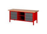 Stier HöHenverstellbare Werkbank Premium Mit 6 Schubladen Und Einem Offenen Fach Bxtxh 2000X700X840-1040Mm Ral 3000 / Anthrazitmetallic (906194)